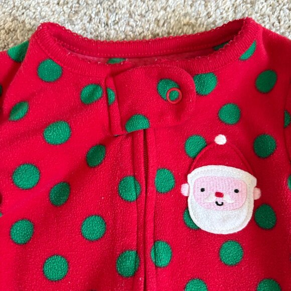Carter’s 1-Piece Fleece Footie PJs Size 6-9 months baby winter Santa Polk-a-dots - Picture 5 of 8